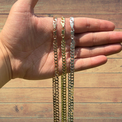 925 Sterling Silver 6mm Flat Curb Cuban Chain Necklace