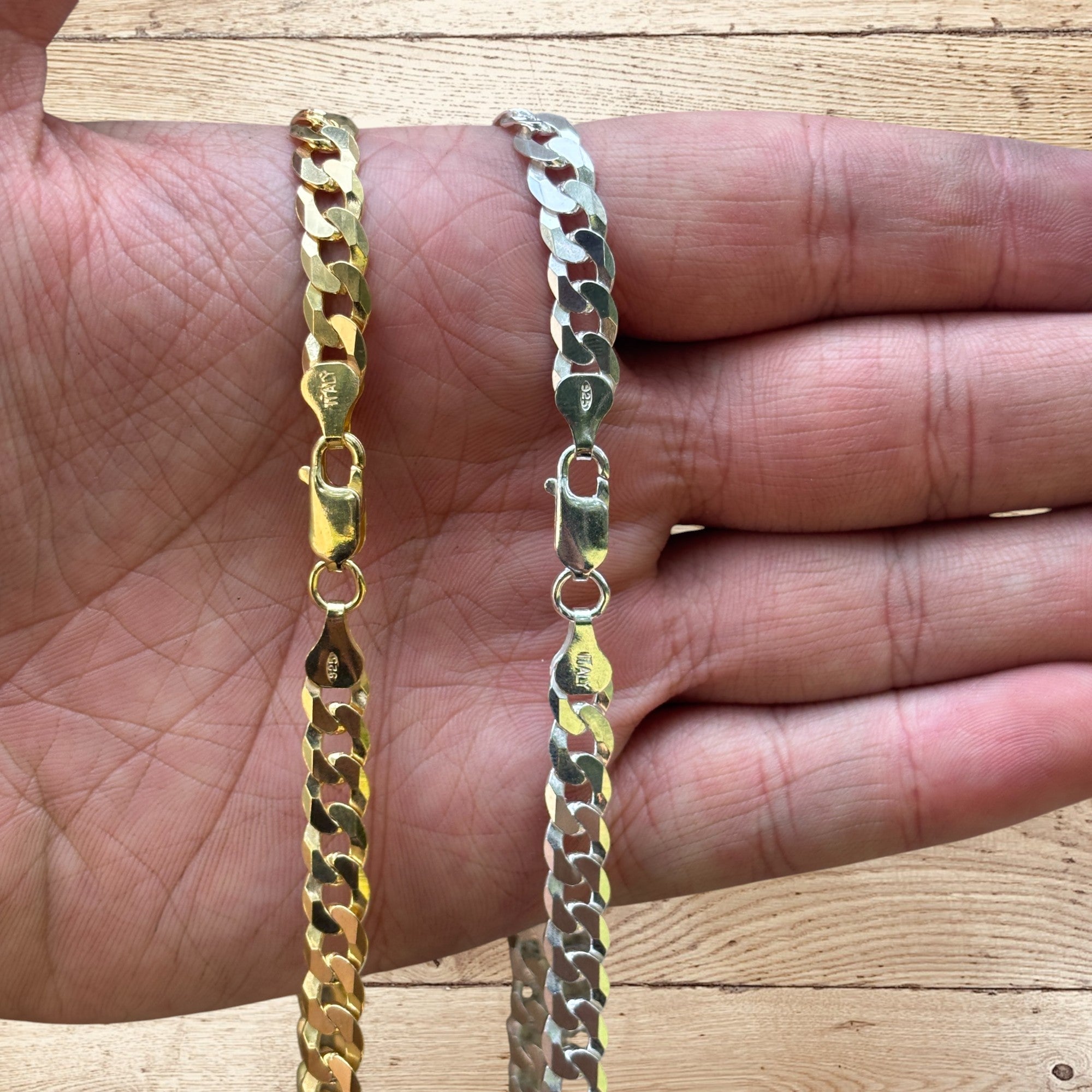 925 Sterling Silver 7mm Flat Curb Cuban Chain Necklace