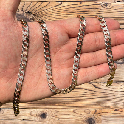 925 Sterling Silver 8mm Flat Curb Cuban Chain Necklace