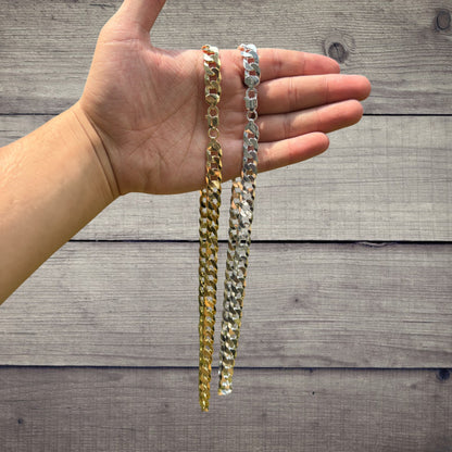 925 Sterling Silver 10.5mm Flat Curb Cuban Chain Necklace