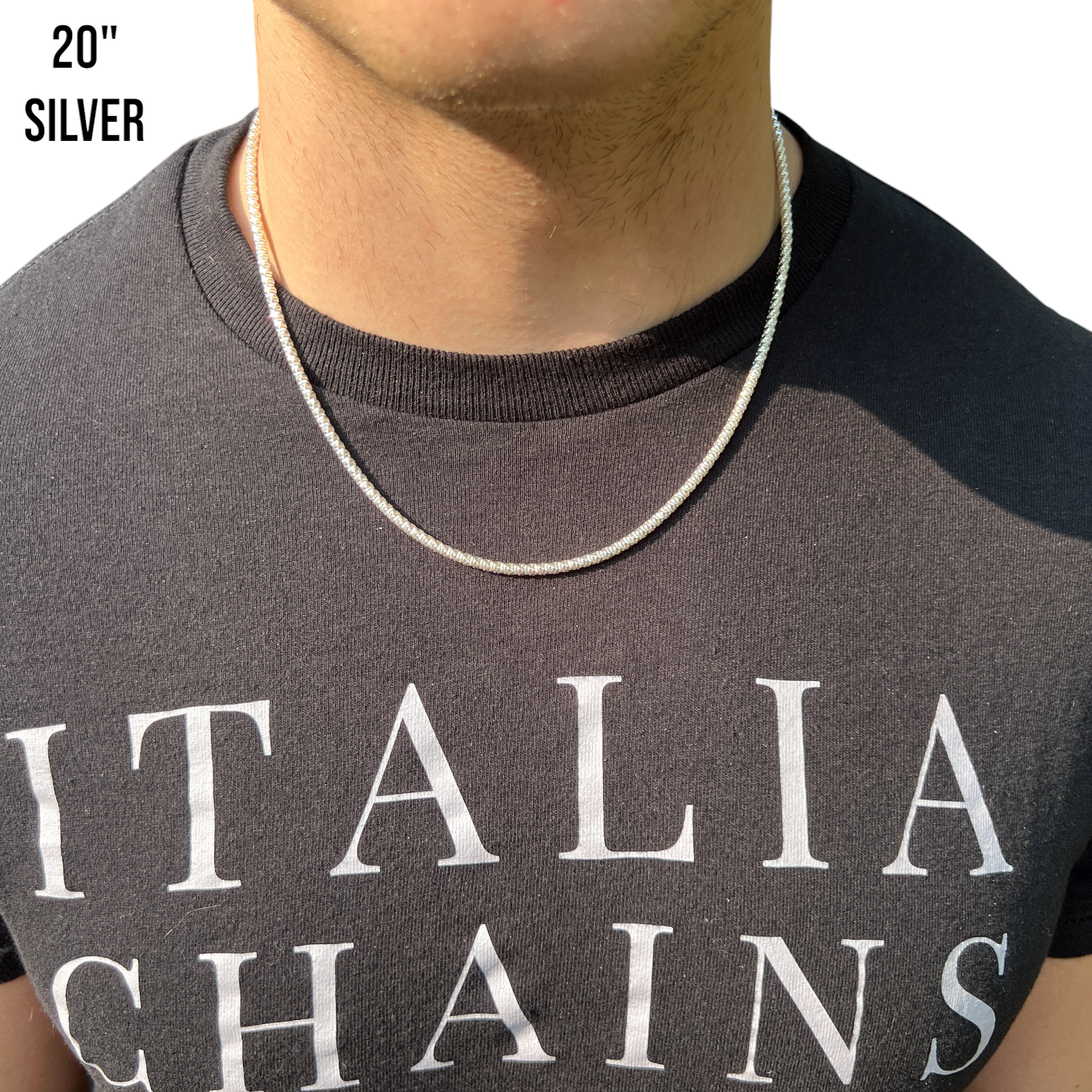 925 Sterling Silver 3mm Rock Chain Necklace