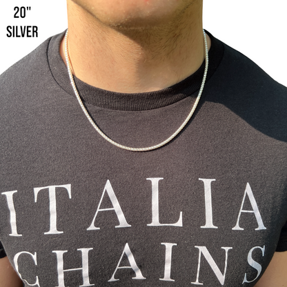 925 Sterling Silver 3mm Rock Chain Necklace