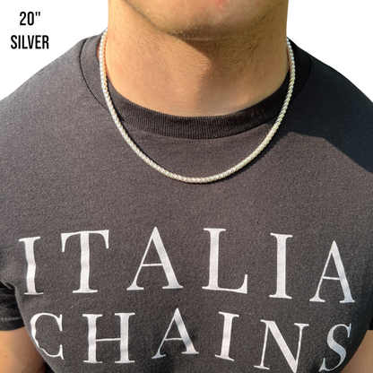 925 Sterling Silver 4mm Rock Chain Necklace