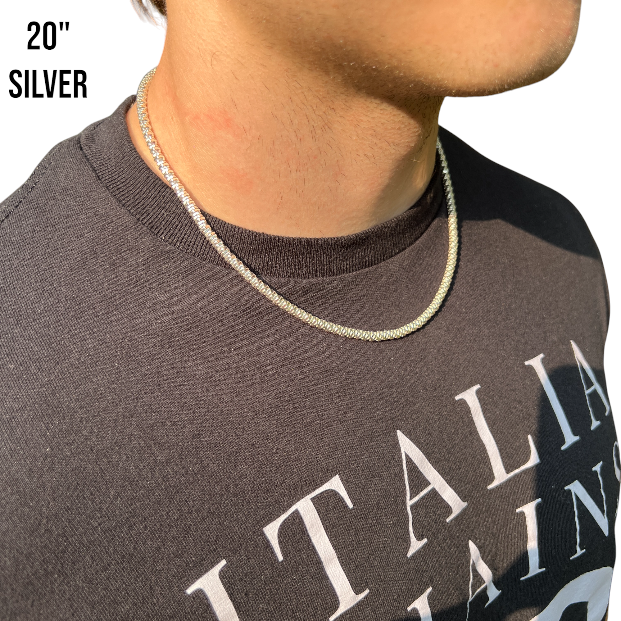 925 Sterling Silver 4mm Rock Chain Necklace