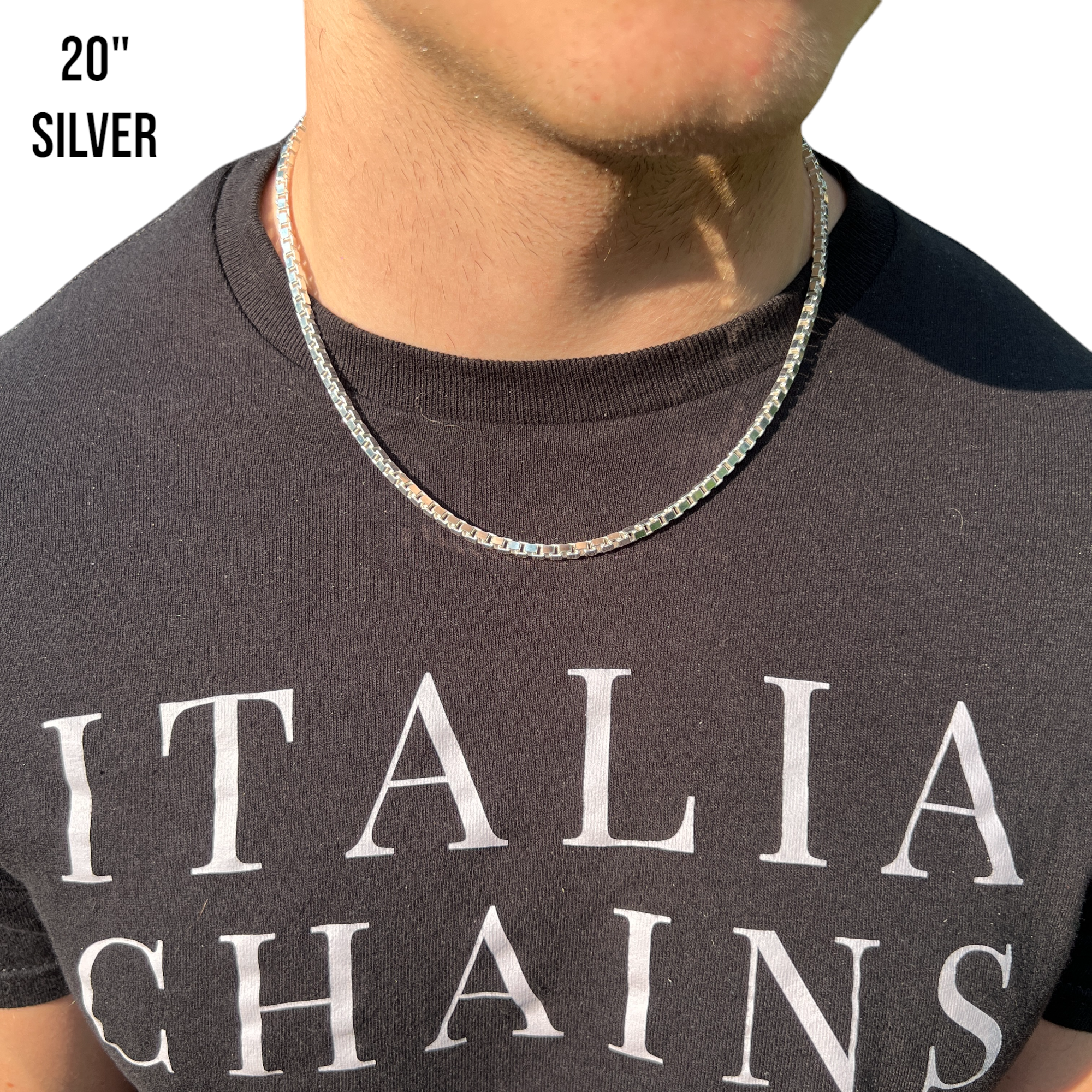 925 Sterling Silver 4mm Box Chain Necklace