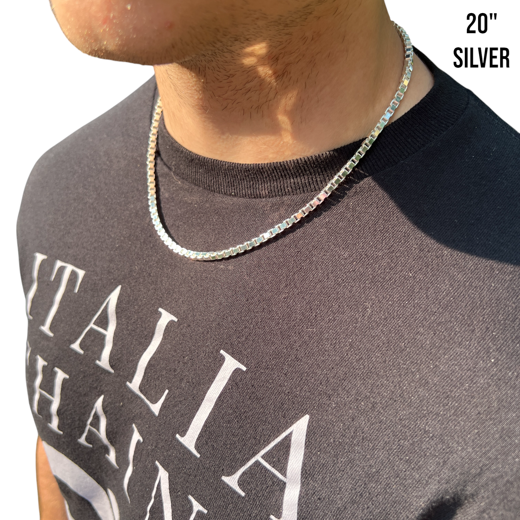 925 Sterling Silver 4mm Box Chain Necklace