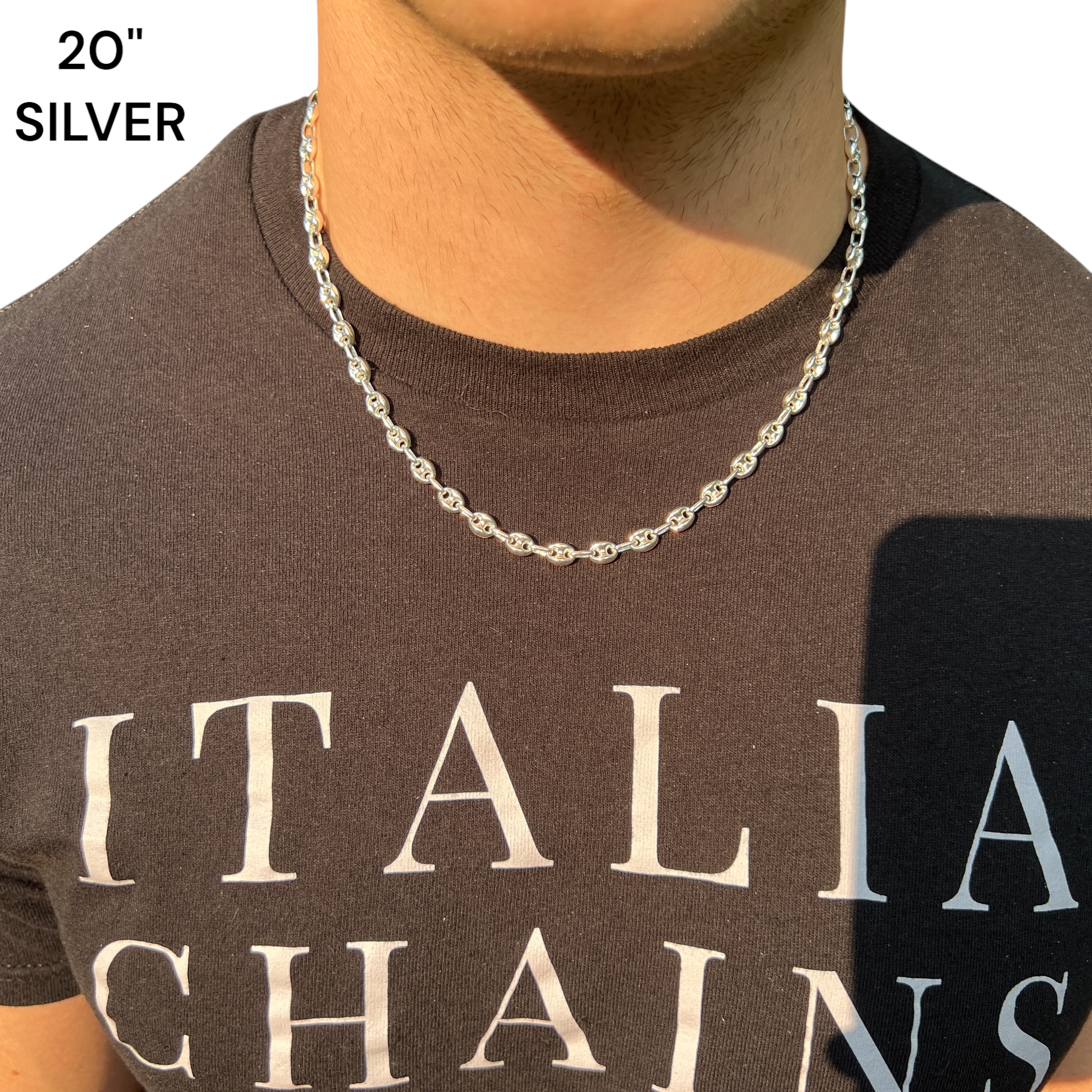925 Sterling Silver 6mm Puffed Gucci Chain Necklace