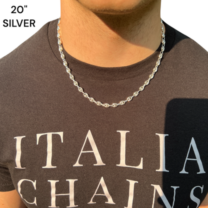 925 Sterling Silver 6mm Puffed Gucci Chain Necklace