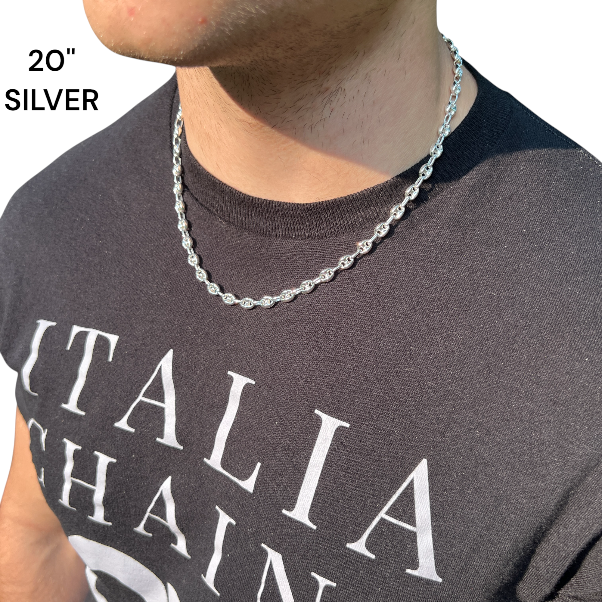 925 Sterling Silver 6mm Puffed Gucci Chain Necklace