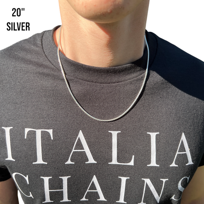 925 Sterling Silver 2mm Rounded Box Chain Necklace