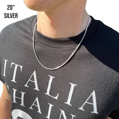 925 Sterling Silver 2mm Rounded Box Chain Necklace