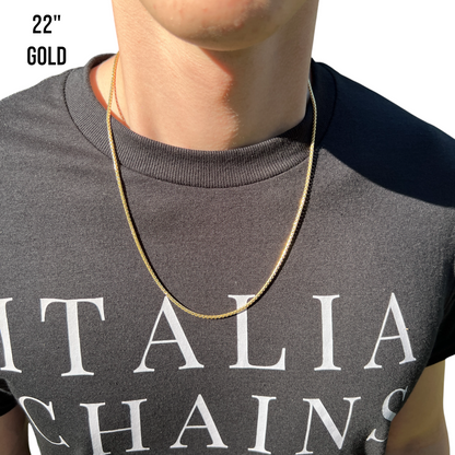 925 Sterling Silver 2mm Rounded Box Chain Necklace