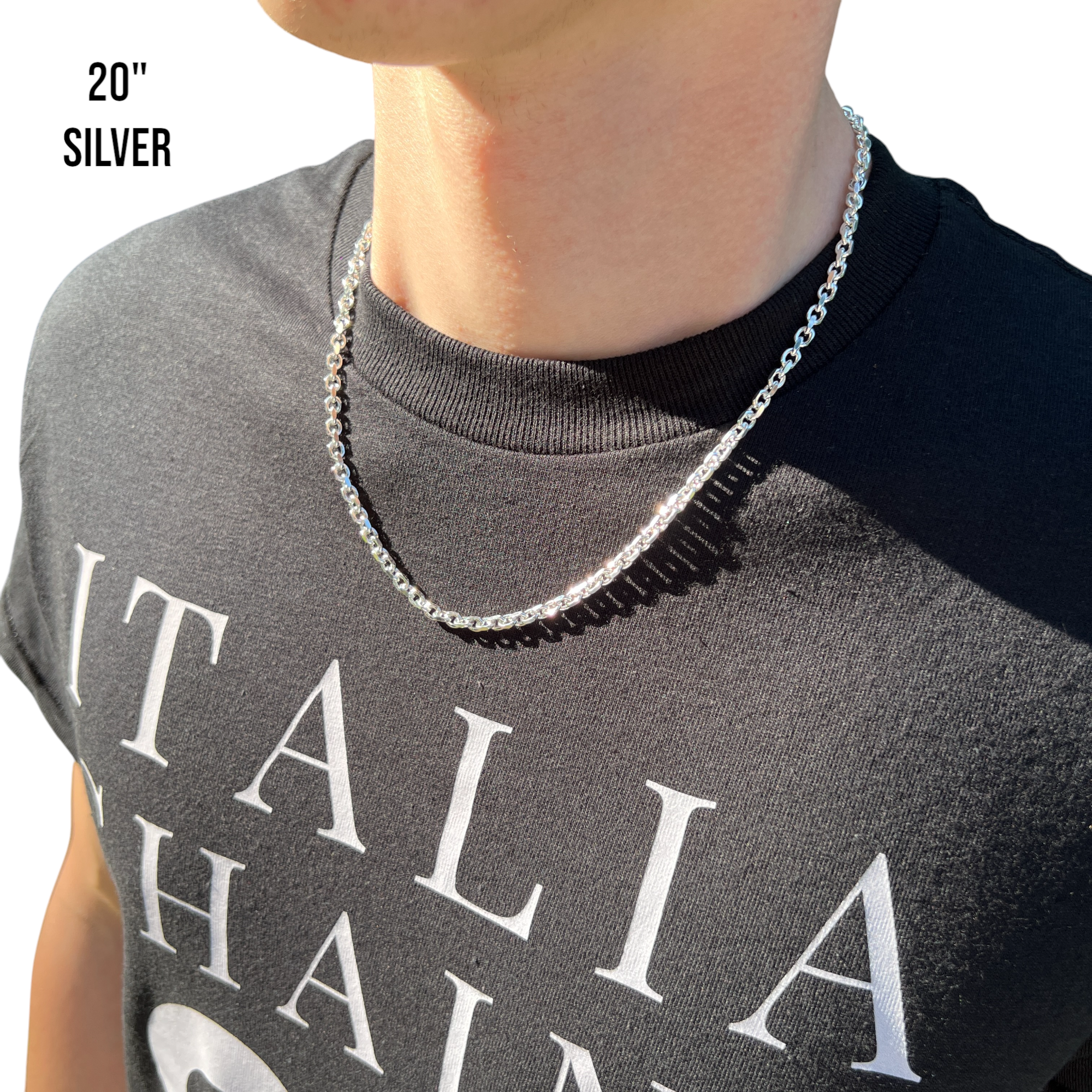 925 Sterling Silver 4mm Anchor Cable Chain Necklace