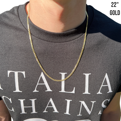 925 Sterling Silver 3mm Flat Curb Cuban Chain Necklace