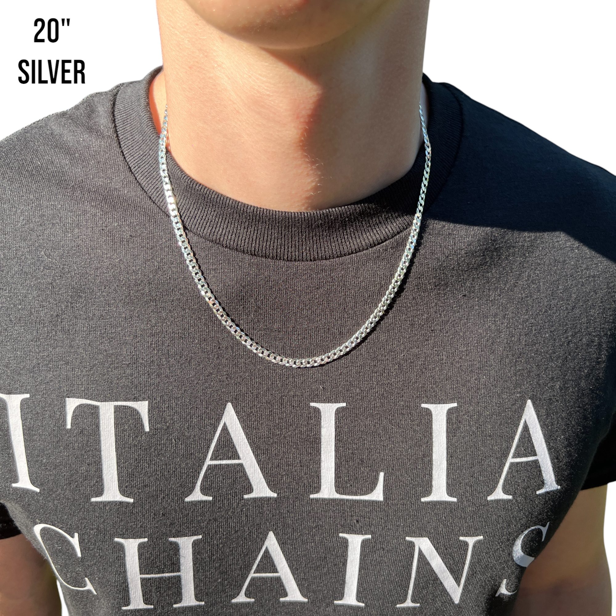 925 Sterling Silver 4mm Flat Curb Cuban Chain Necklace