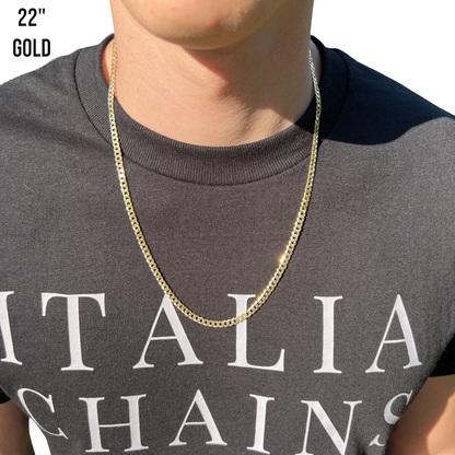 925 Sterling Silver 4mm Flat Curb Cuban Chain Necklace