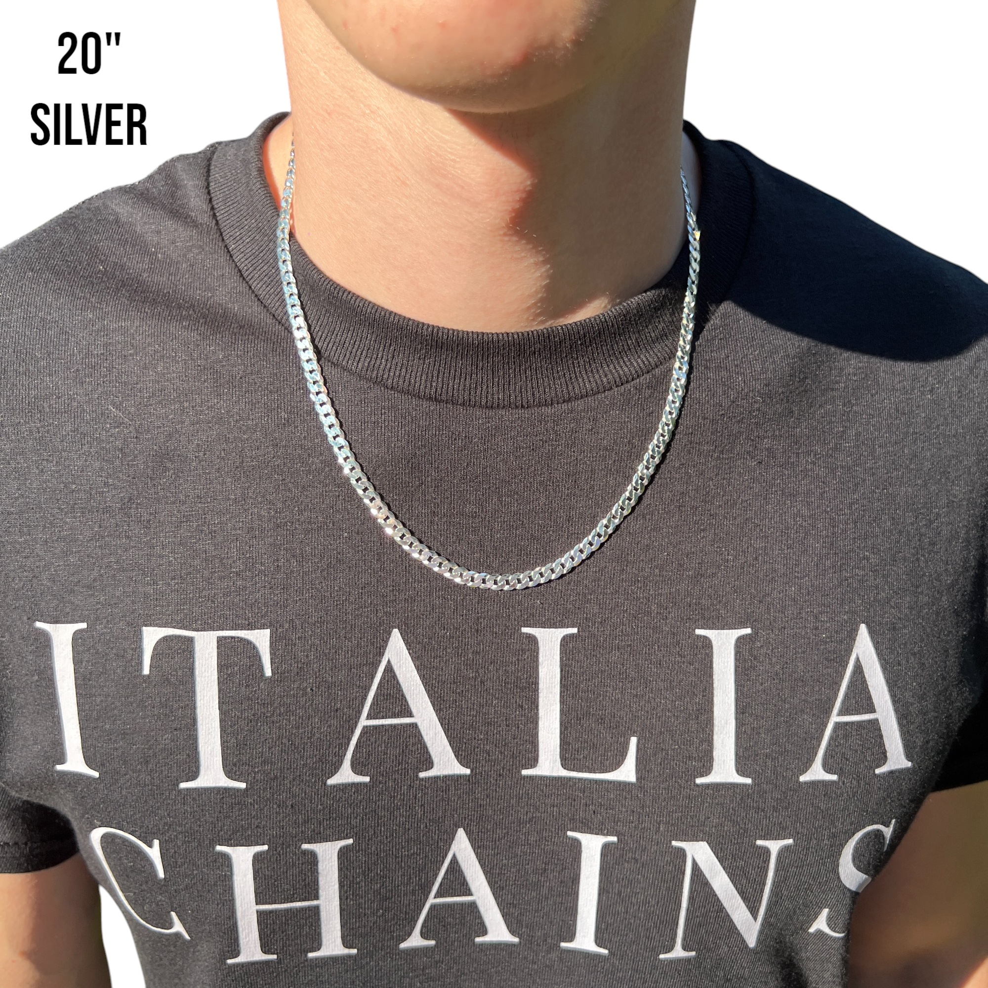 925 Sterling Silver 5mm Flat Curb Cuban Chain Necklace