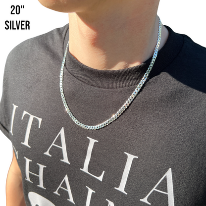 925 Sterling Silver 5mm Flat Curb Cuban Chain Necklace