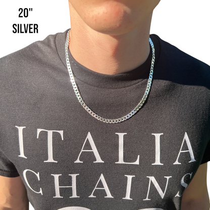 925 Sterling Silver 6mm Flat Curb Cuban Chain Necklace