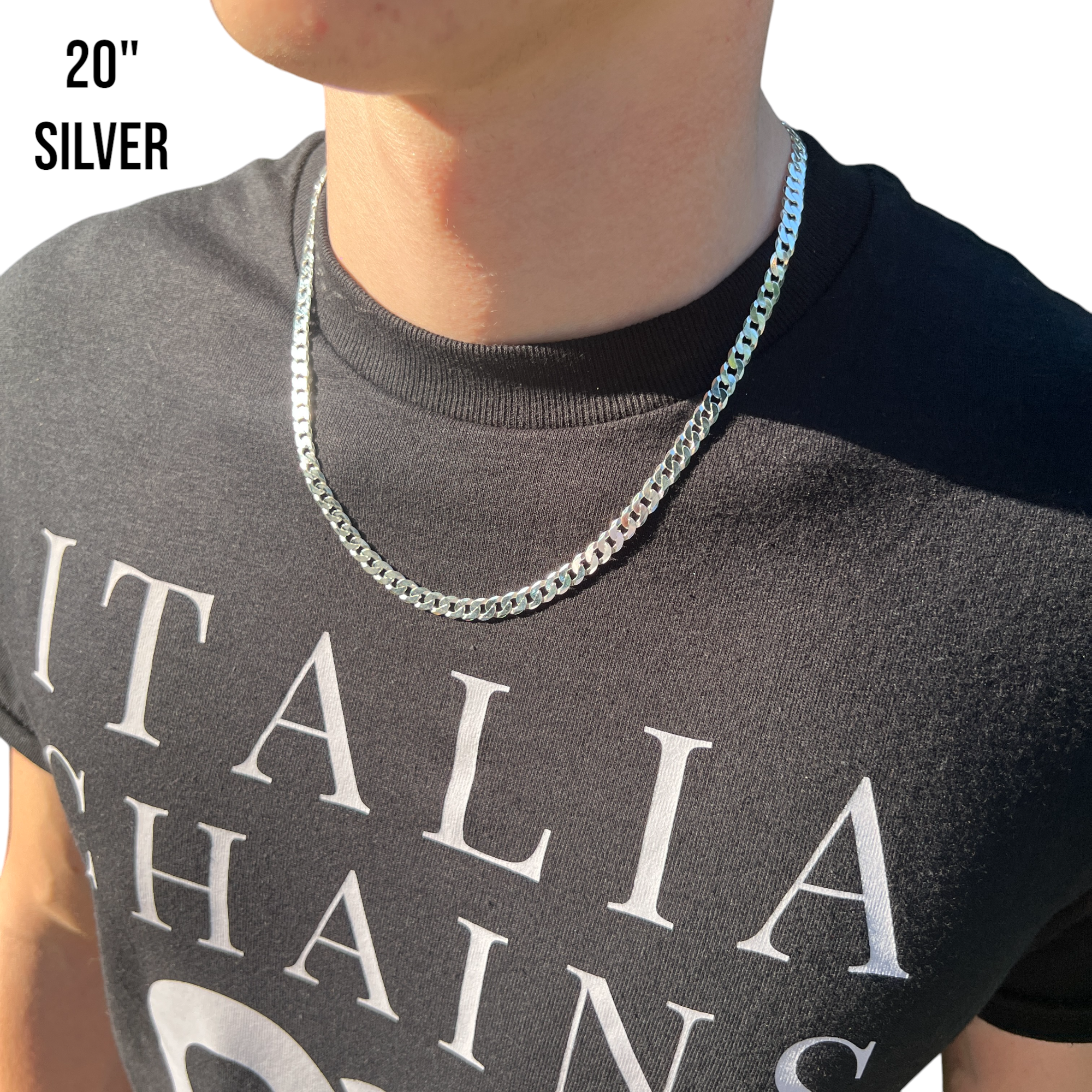 925 Sterling Silver 6mm Flat Curb Cuban Chain Necklace