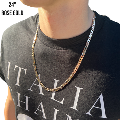 925 Sterling Silver 6mm Flat Curb Cuban Chain Necklace