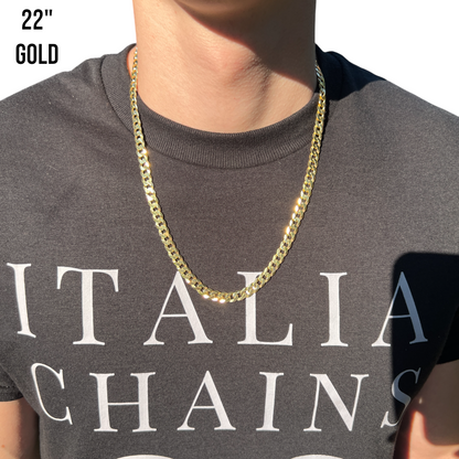 925 Sterling Silver 7mm Flat Curb Cuban Chain Necklace