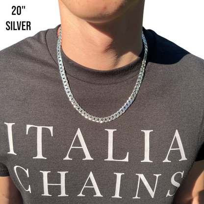 925 Sterling Silver 8mm Flat Curb Cuban Chain Necklace