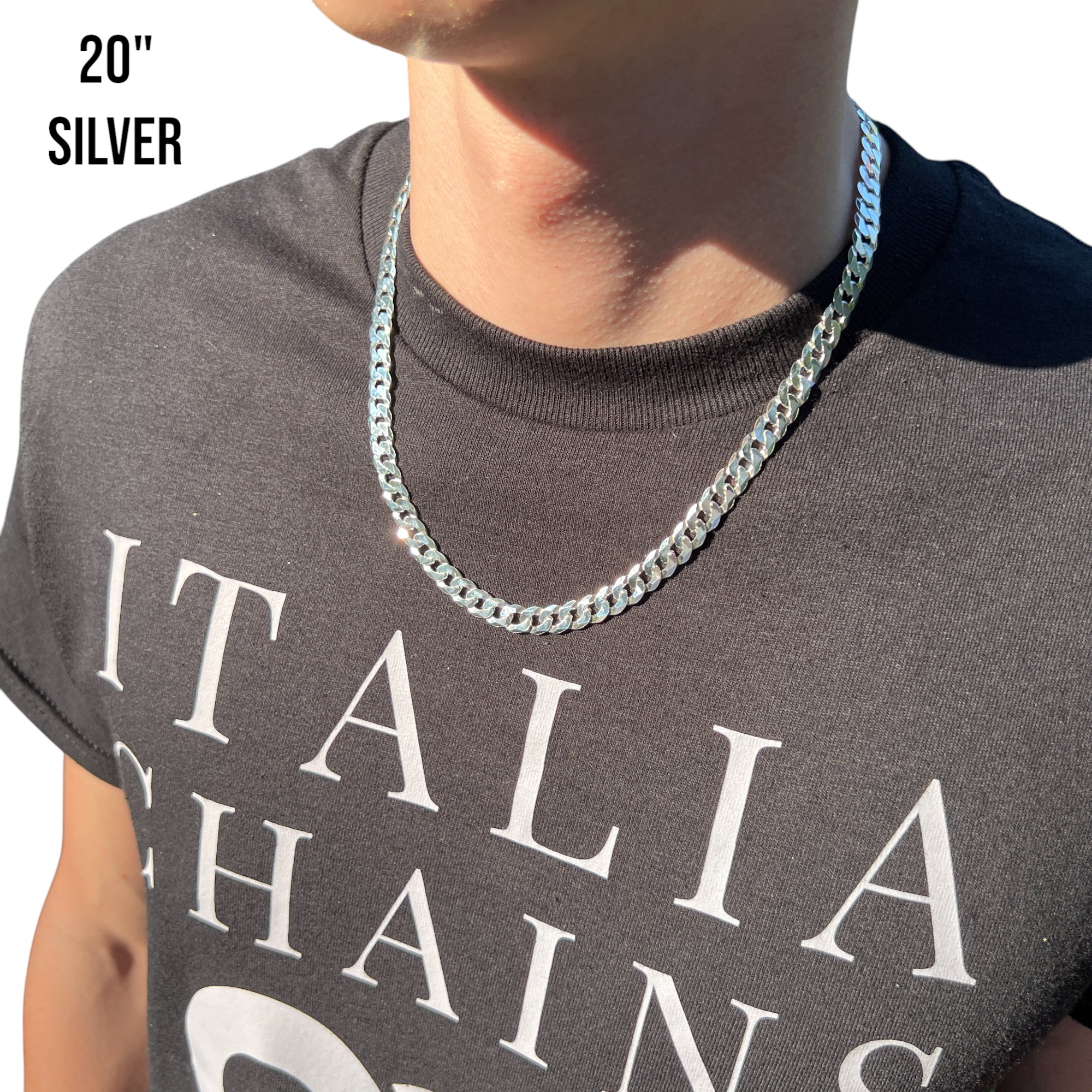 925 Sterling Silver 8mm Flat Curb Cuban Chain Necklace