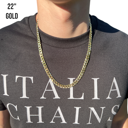 925 Sterling Silver 8mm Flat Curb Cuban Chain Necklace