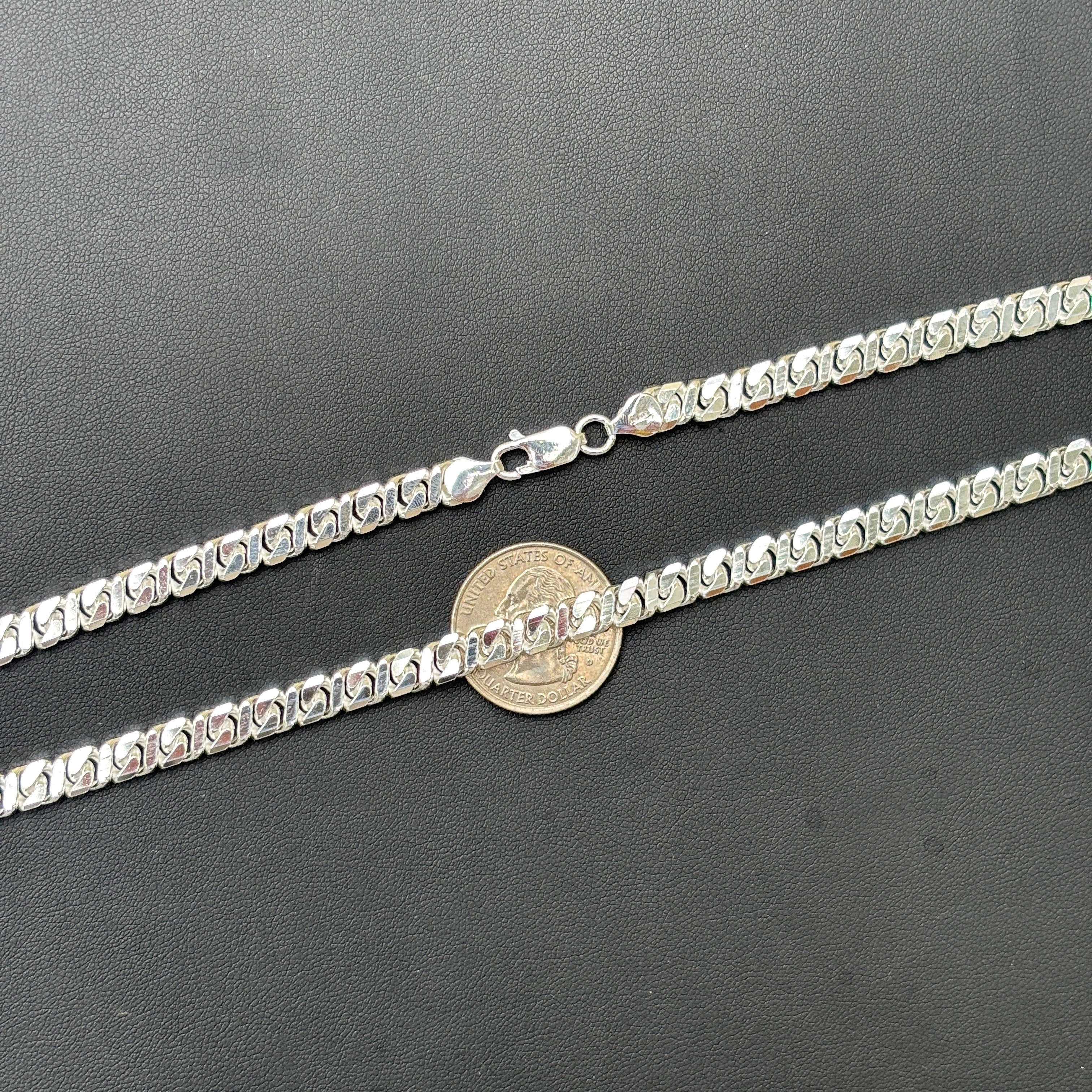 925 Sterling Silver 6mm Dollar Chain Necklace