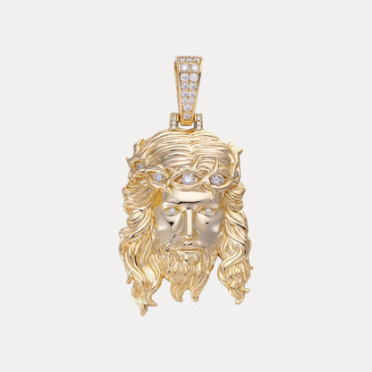 925 Sterling Silver Jesus Pendant With Moissanite - Small