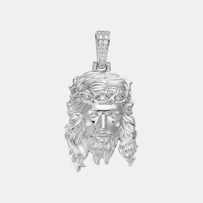 925 Sterling Silver Jesus Pendant With Moissanite - Small