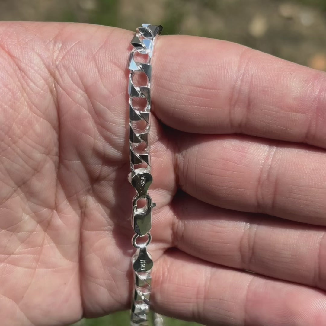 925 Sterling Silver 6mm Square Curb Chain Necklace