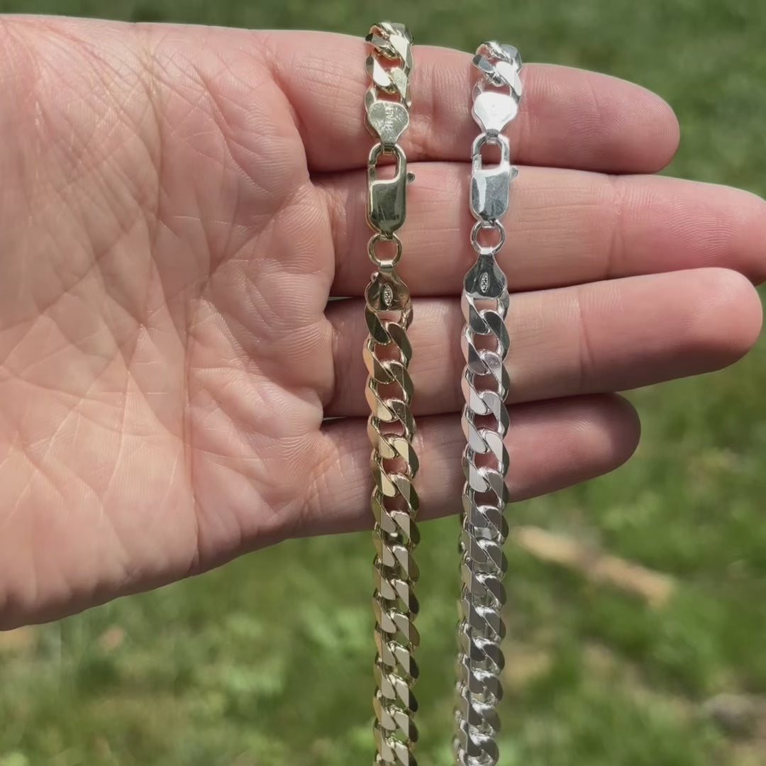 925 Sterling Silver 8mm Curb Chain Necklace