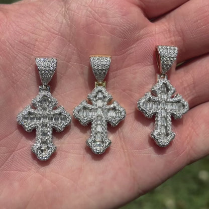 925 Sterling Silver Gothic Cross With Moissanite - Small