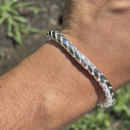 925 Sterling Silver 7mm Rounded Franco Bracelet W. Box Clasp