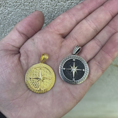 925 Sterling Silver Compass Pendant