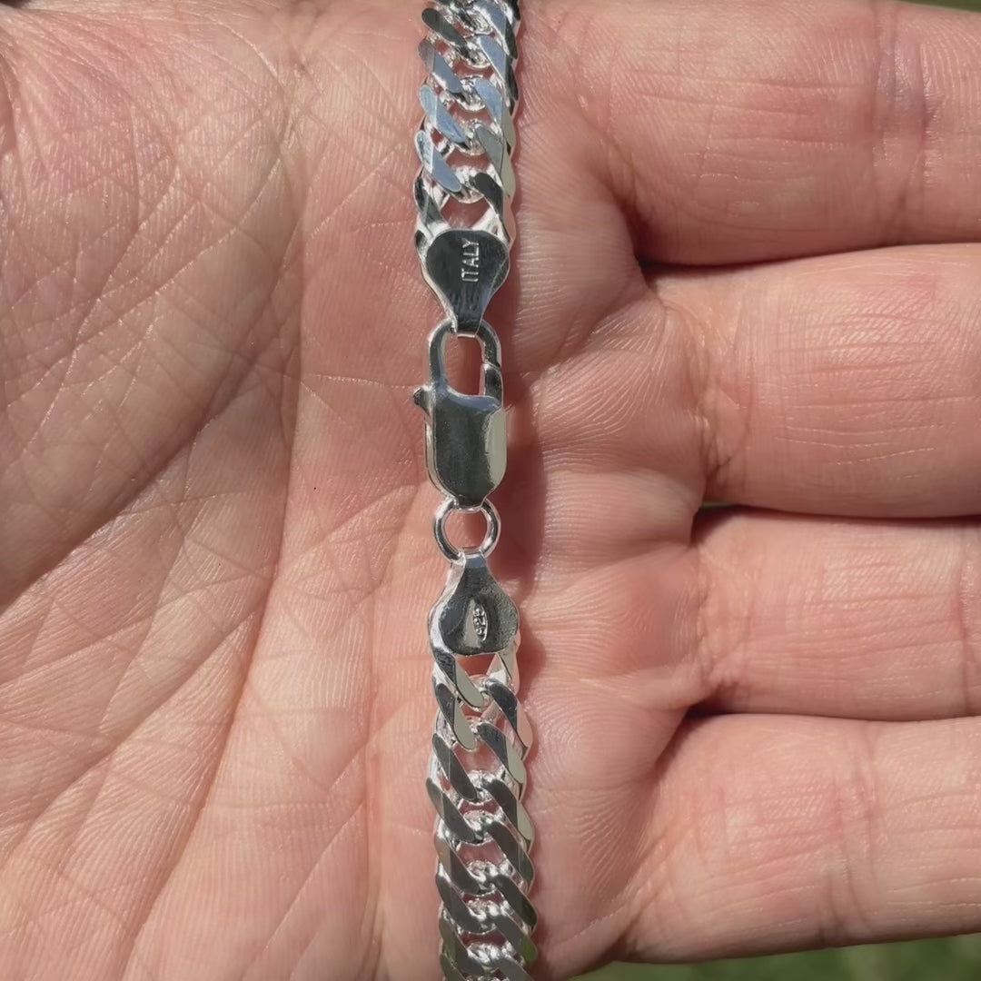 925 Sterling Silver 8mm Double Curb Chain Necklace