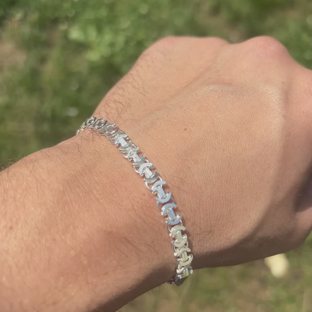 925 Sterling Silver 5mm Flat Byzantine Bracelet