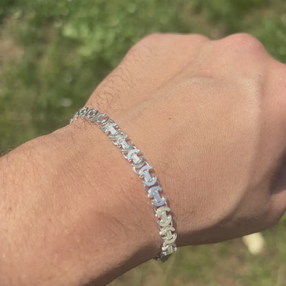 925 Sterling Silver 5mm Flat Byzantine Bracelet