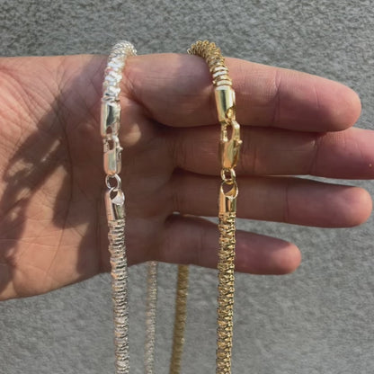 925 Sterling Silver 5mm Rock Chain Necklace