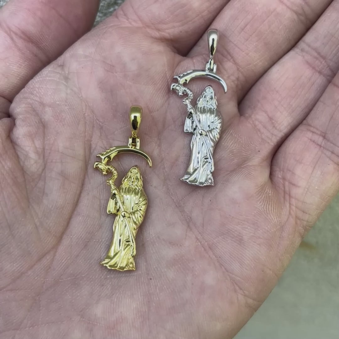 925 Sterling Silver Santa Muerte Grim Reaper Pendant