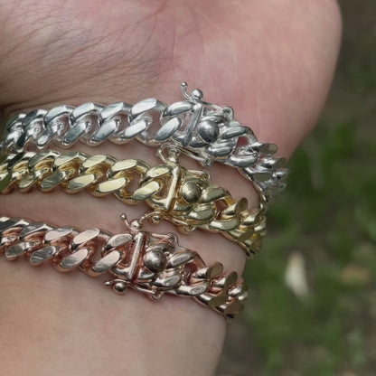 925 Sterling Silver 10mm Miami Cuban W. Box Clasp Bracelet