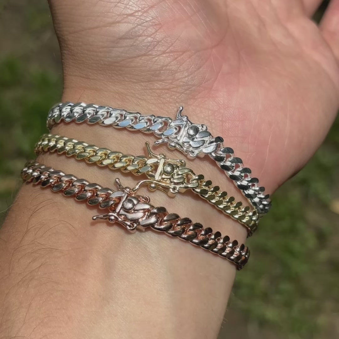 925 Sterling Silver 6mm Miami Cuban W. Box Clasp Bracelet