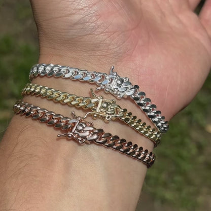 925 Sterling Silver 6mm Miami Cuban W. Box Clasp Bracelet