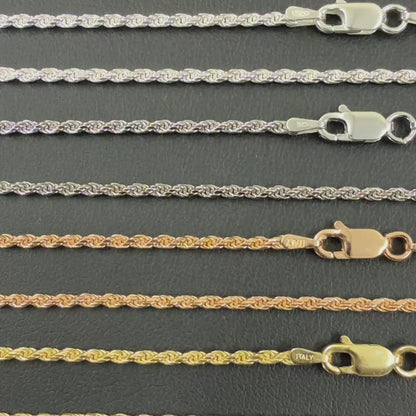 925 Sterling Silver 1.8mm Diamond Cut Rope Chain Necklace