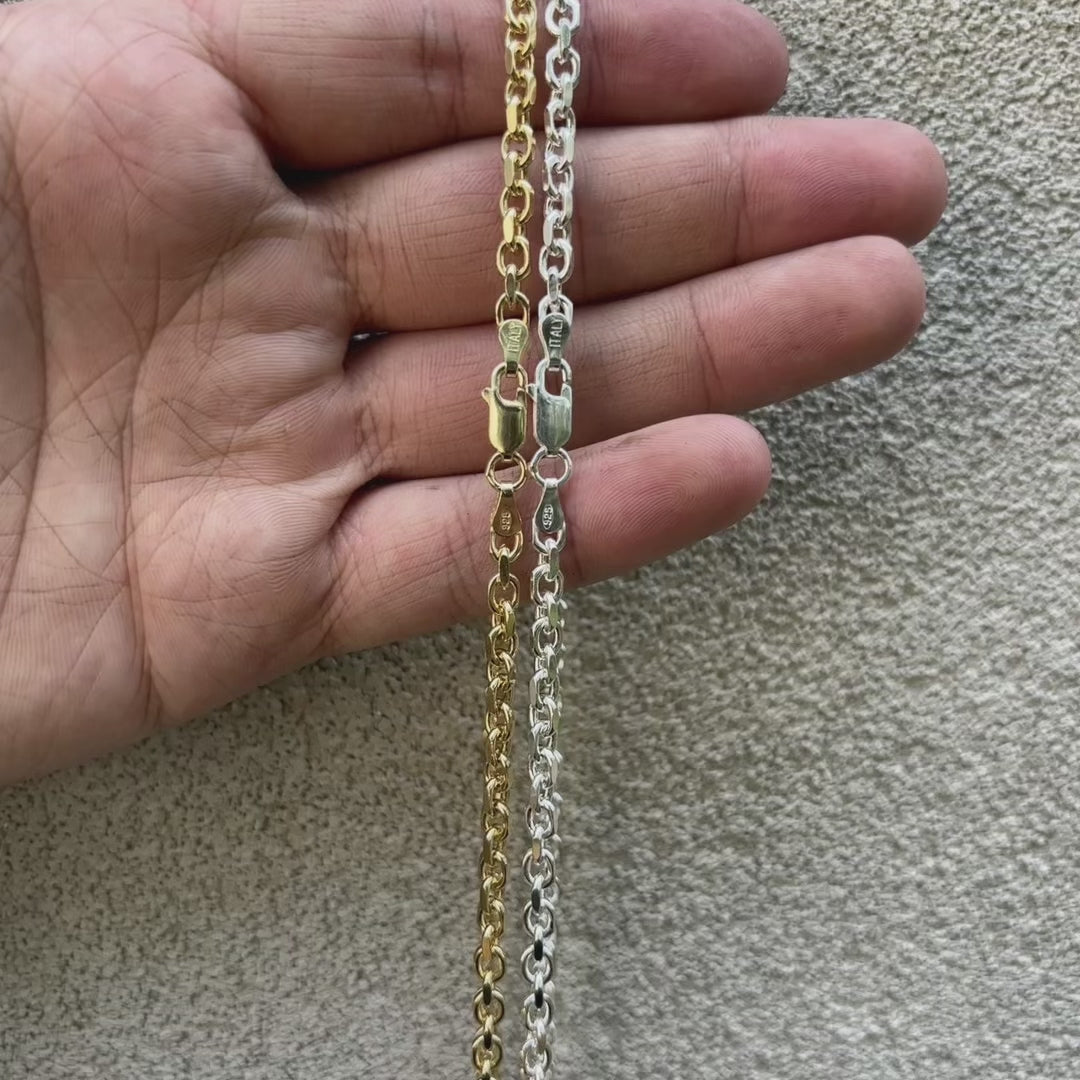 925 Sterling Silver 4mm Anchor Cable Chain Necklace