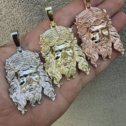 925 Sterling Silver Classic Jesus Piece Pendant - Large