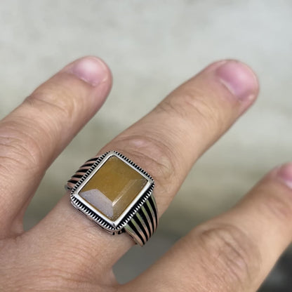 925 Sterling Silver Yellow Sapphire Ring