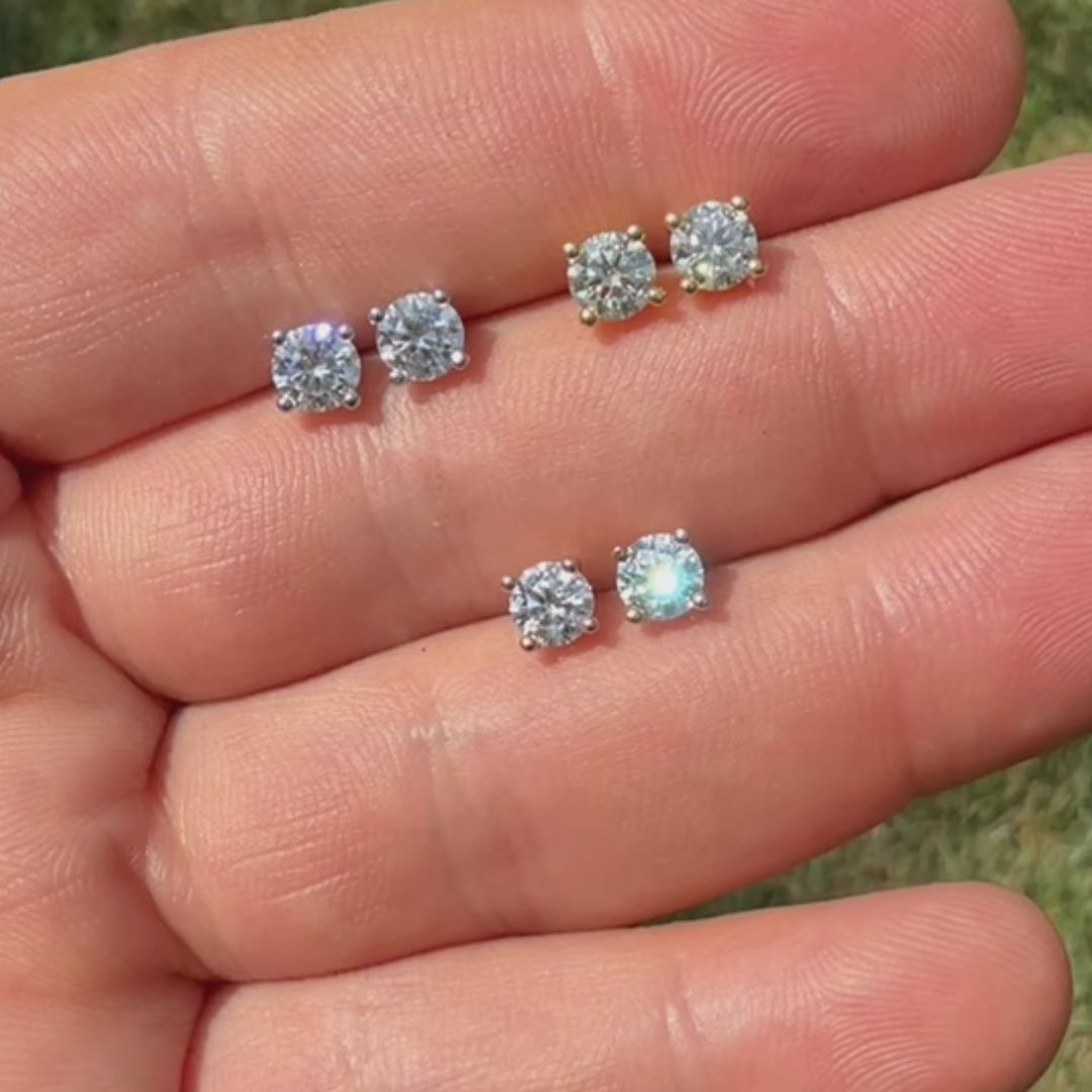 925 Sterling Silver 5mm Moissanite Earrings 1ct TW Studs